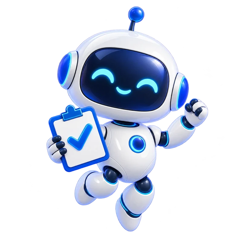 拿着勾选日历的轻创 AI 机器人